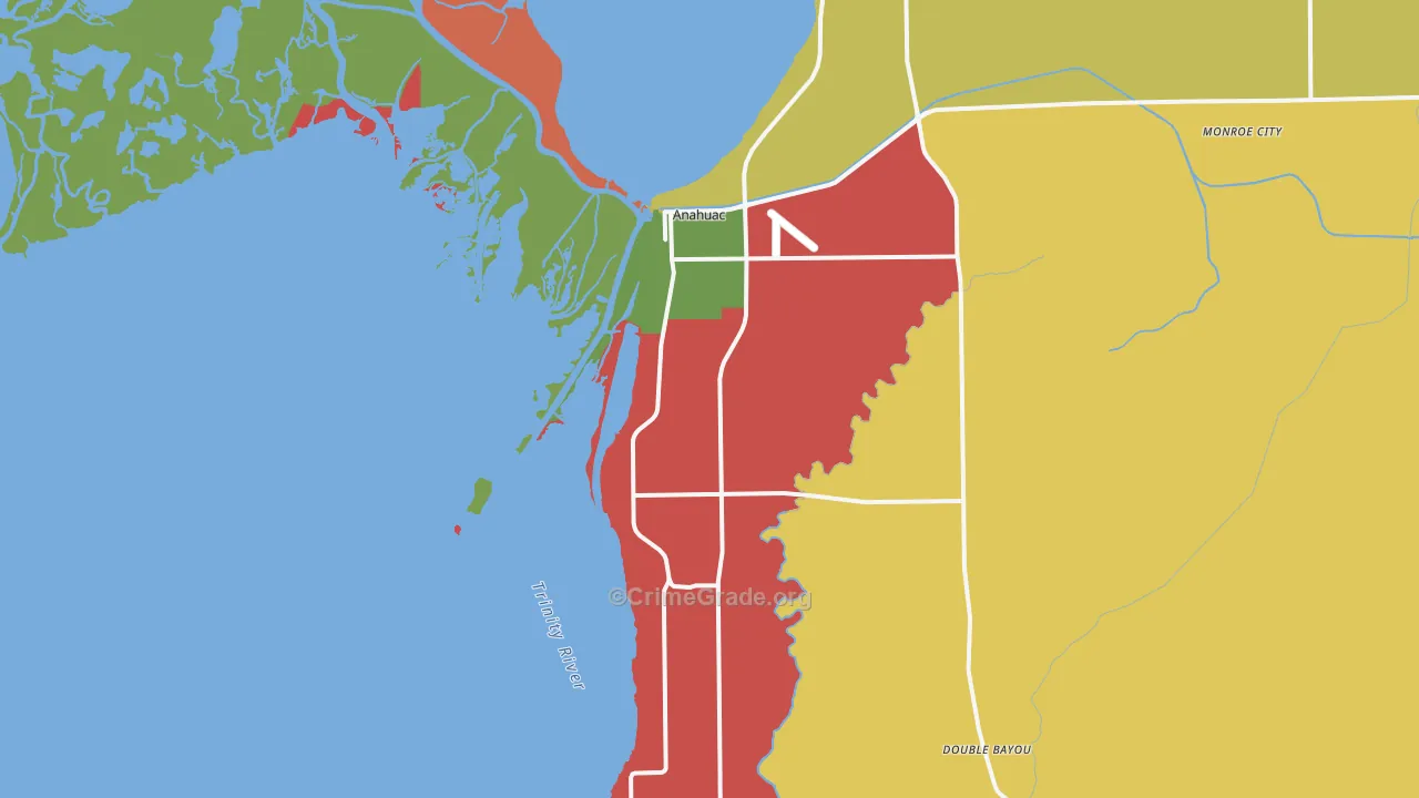 Anahuac, TX Map of Drug-Related Crime Rates