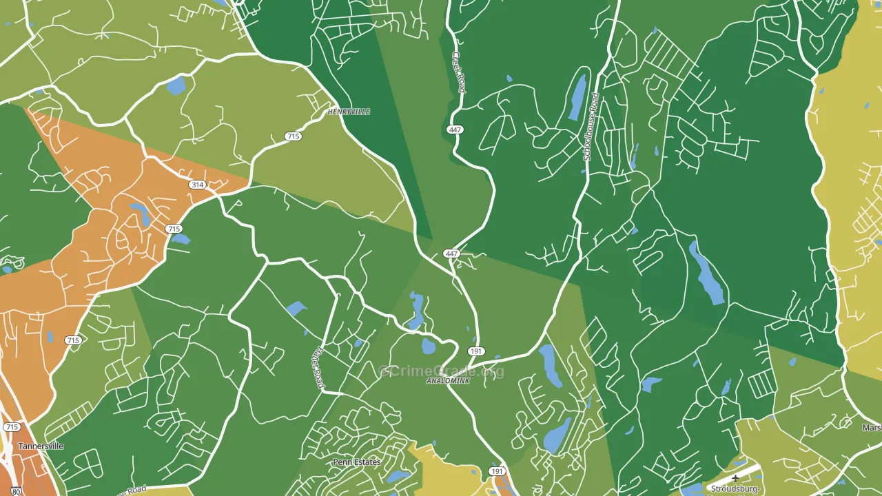Analomink, PA Map of Drug-Related Crime Rates