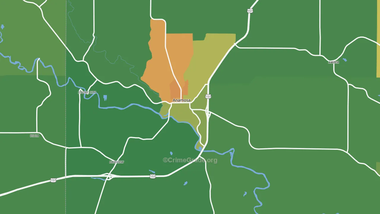 Anamosa, IA Map of Drug-Related Crime Rates