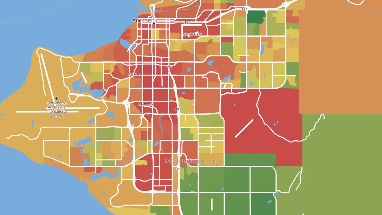 Anchorage, AK Map of Drug-Related Crime Rates