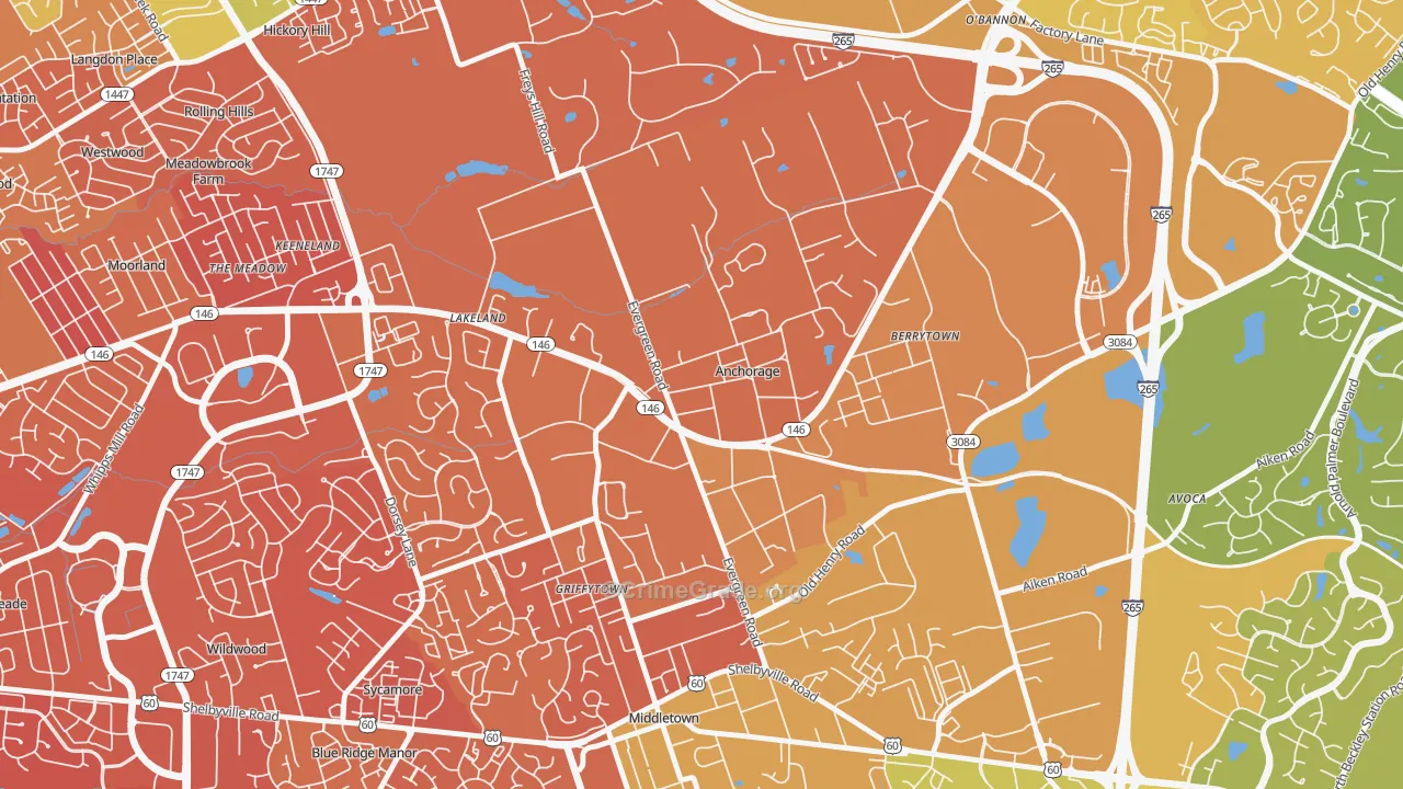 Anchorage, KY Map of Drug-Related Crime Rates