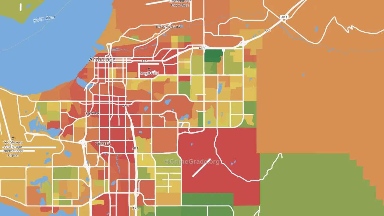 Anchorage Municipality, AK Map of Drug-Related Crime Rates