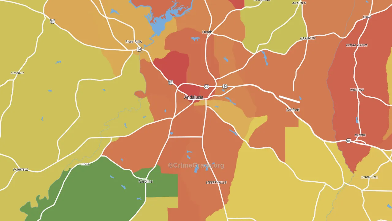Andalusia, AL Map of Drug-Related Crime Rates