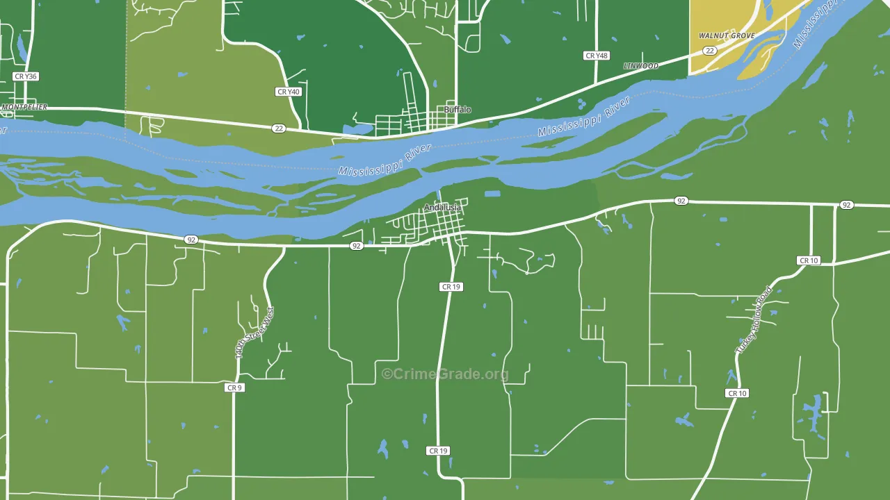 Andalusia, IL Map of Drug-Related Crime Rates