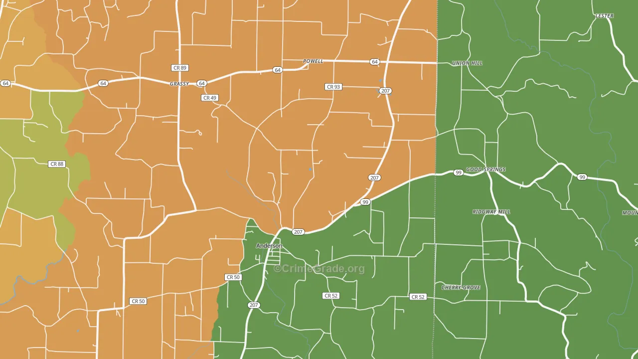 Anderson, AL Map of Drug-Related Crime Rates