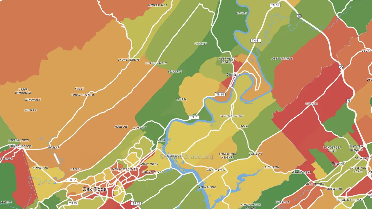 Anderson County, TN Map of Drug-Related Crime Rates