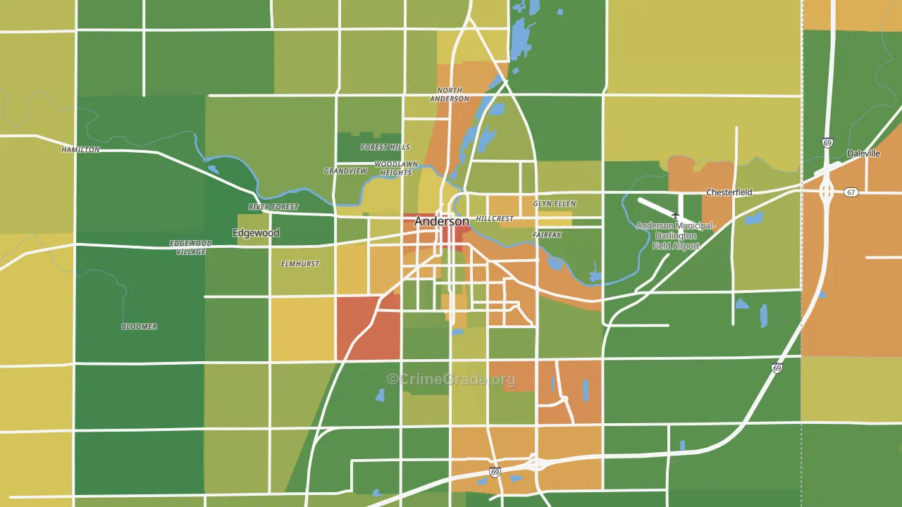 Anderson, IN Map of Drug-Related Crime Rates