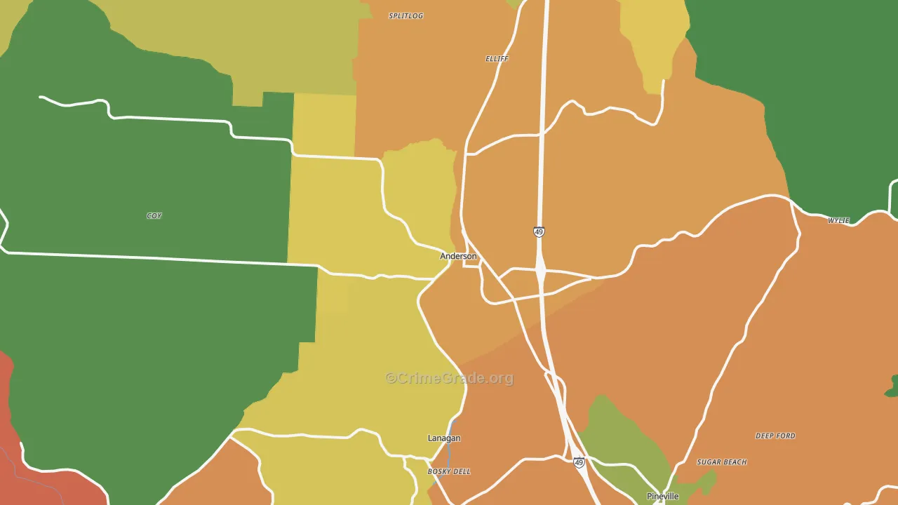 Anderson, MO Map of Drug-Related Crime Rates