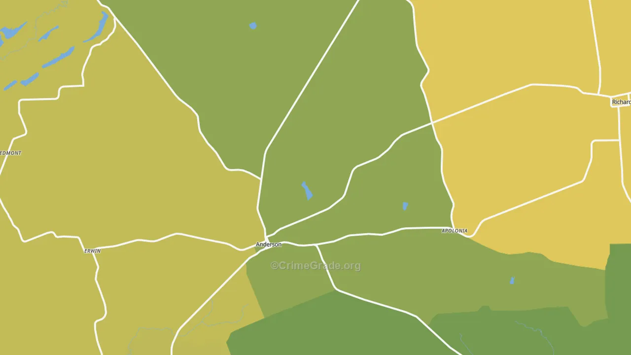 Anderson, TX Map of Drug-Related Crime Rates