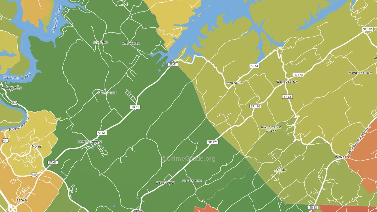 Andersonville, TN Map of Drug-Related Crime Rates