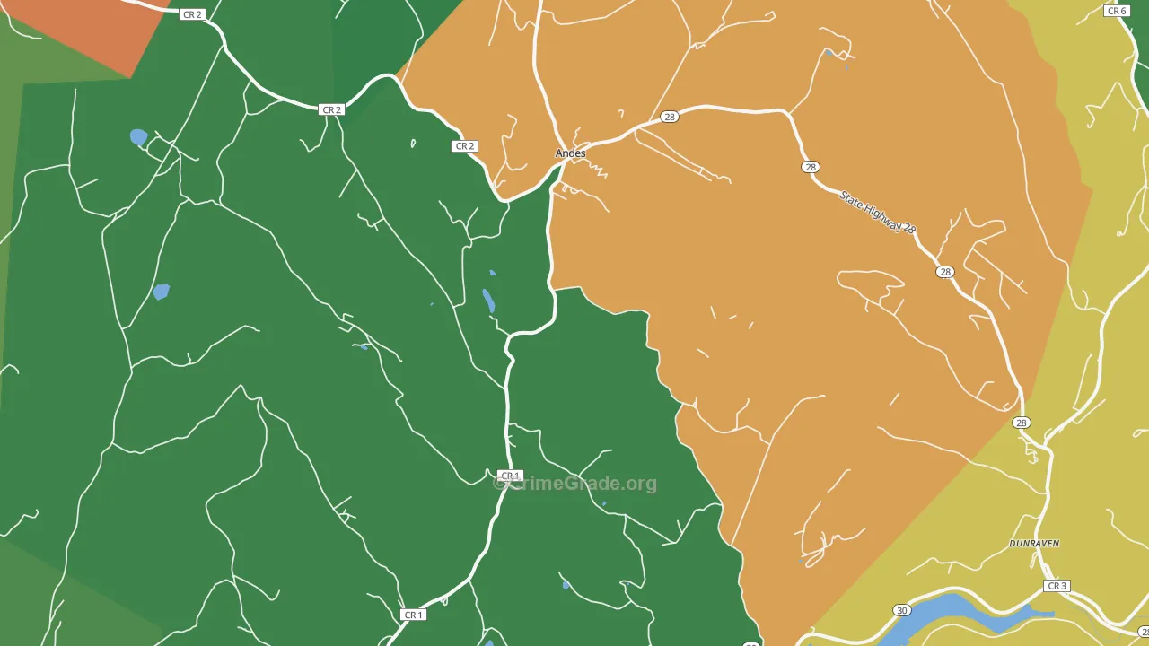 Andes, NY Map of Drug-Related Crime Rates
