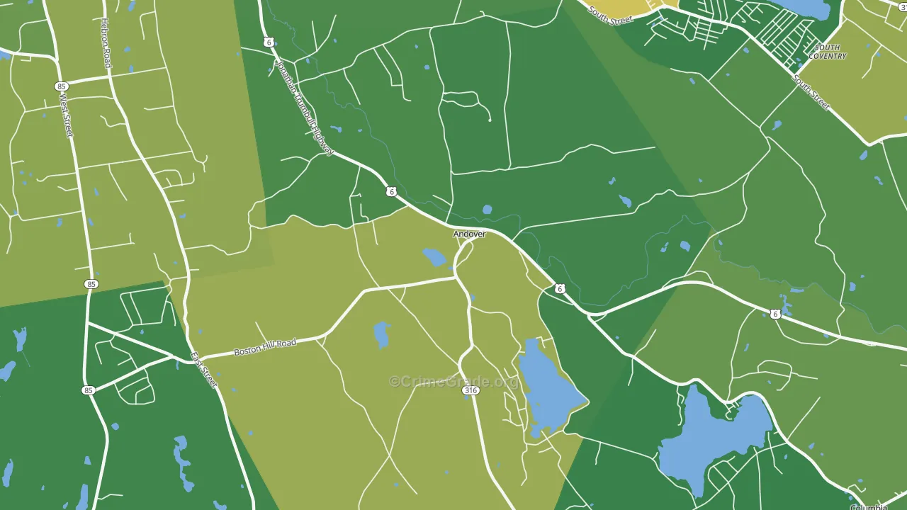 Andover, CT Map of Drug-Related Crime Rates