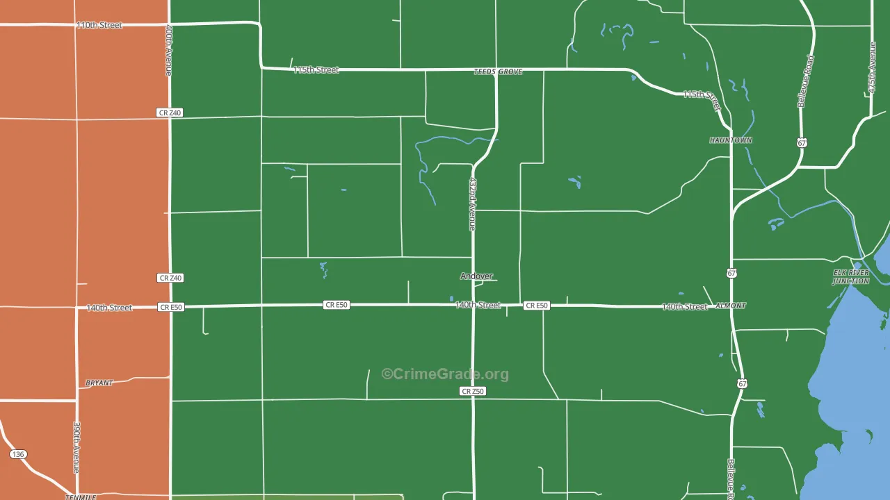 Andover, IA Map of Drug-Related Crime Rates