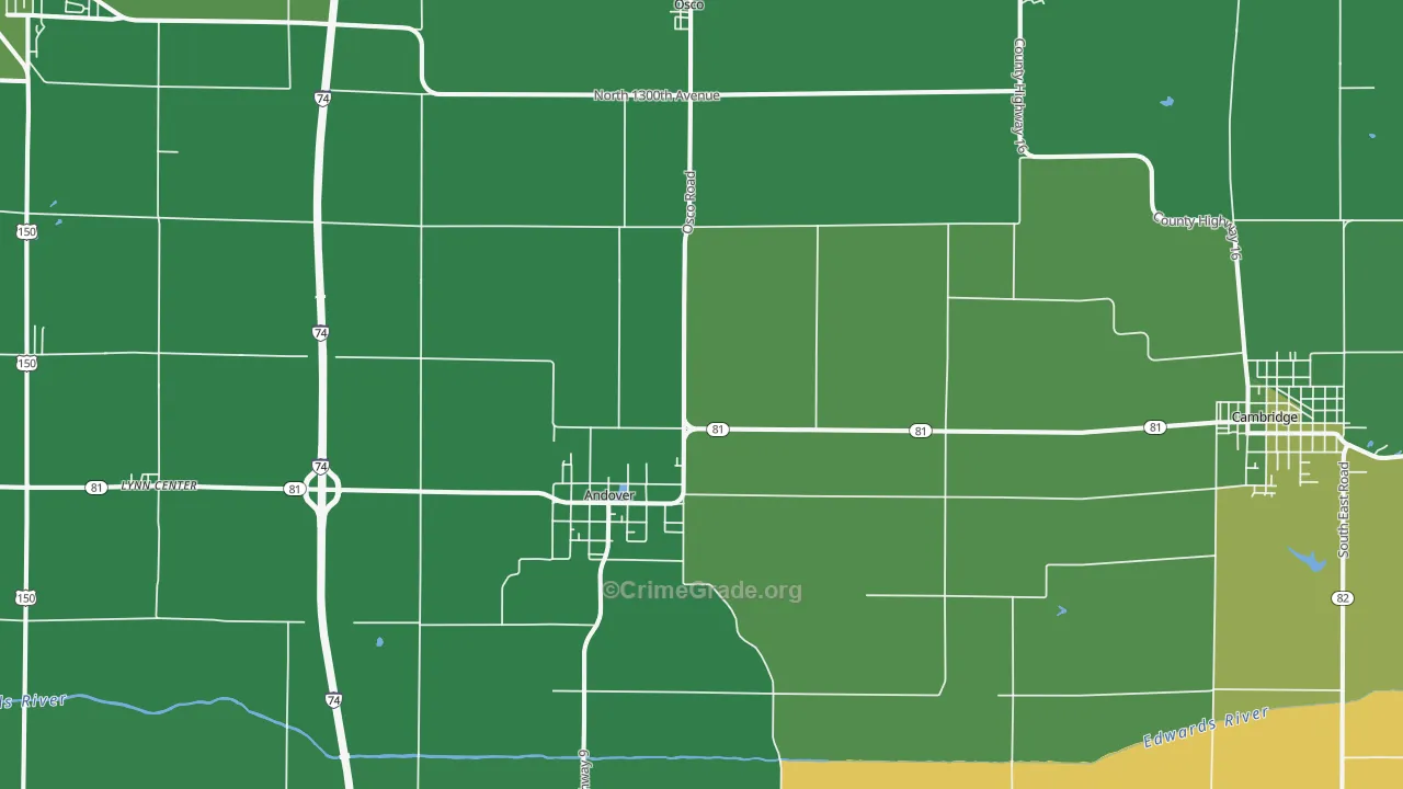 Andover, IL Map of Drug-Related Crime Rates