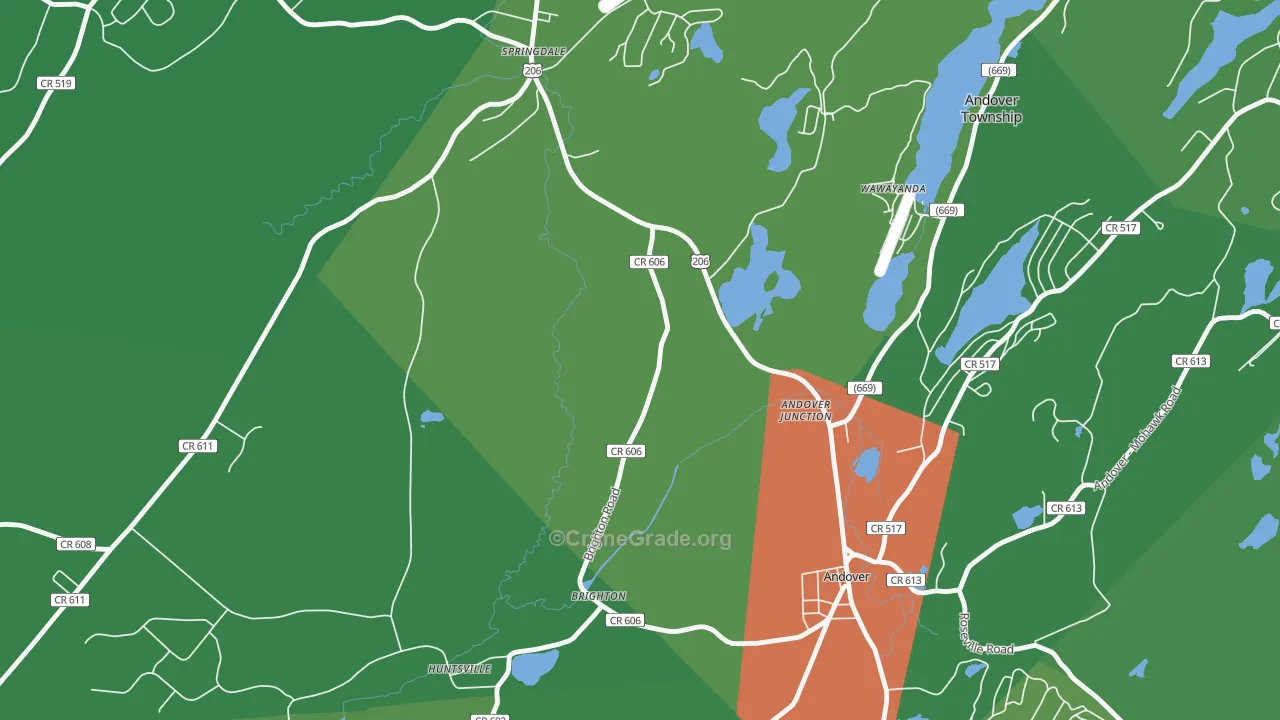 Andover Junction, NJ Map of Drug-Related Crime Rates