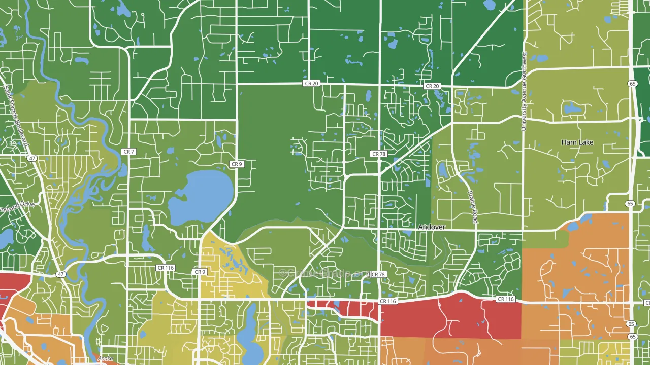Andover, MN Map of Drug-Related Crime Rates