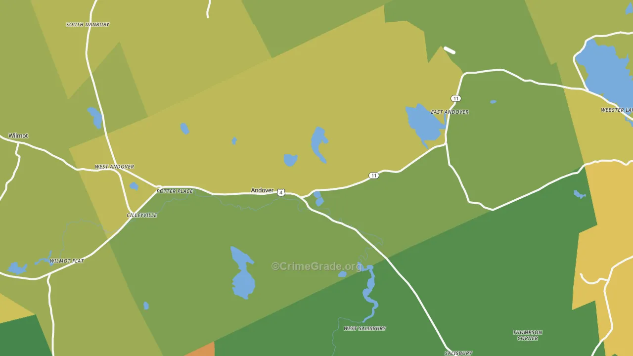 Andover, NH Map of Drug-Related Crime Rates