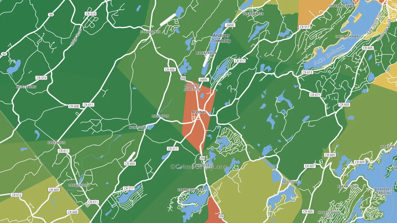 Andover, NJ Map of Drug-Related Crime Rates