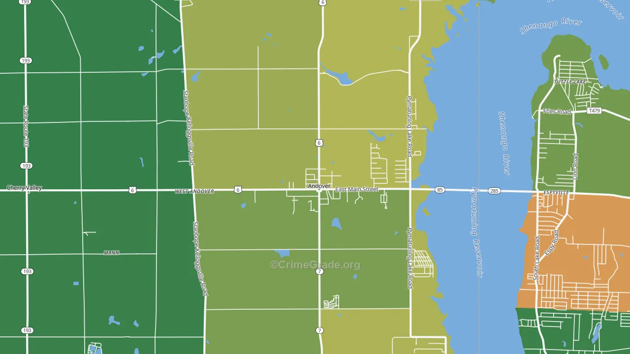 Andover, OH Map of Drug-Related Crime Rates