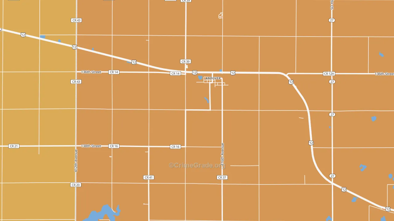 Andover, SD Map of Drug-Related Crime Rates