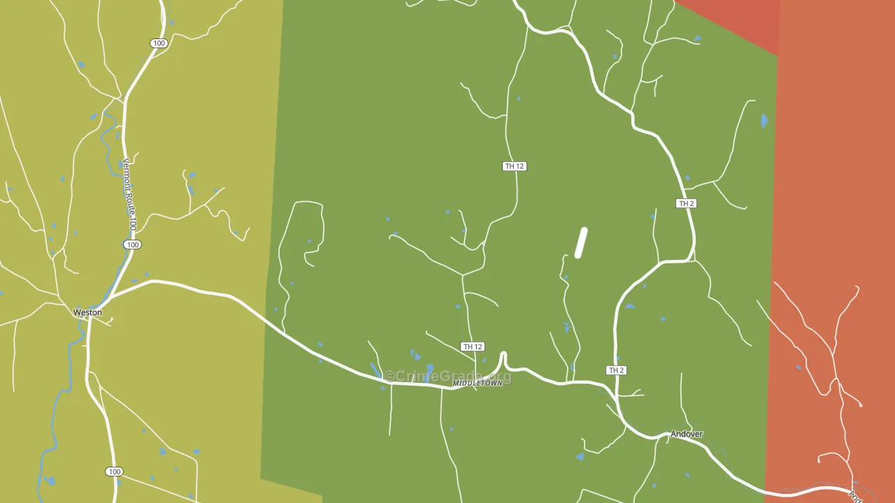 Andover, VT Map of Drug-Related Crime Rates