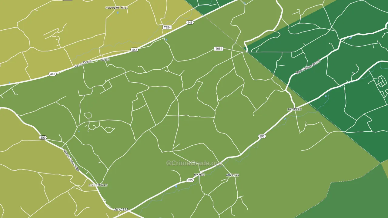 Andreas, PA Map of Drug-Related Crime Rates