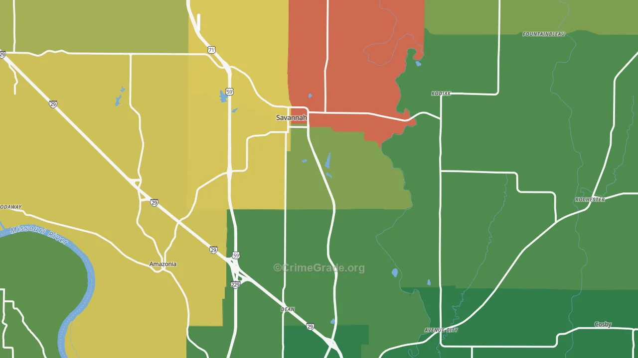 Andrew County, MO Map of Drug-Related Crime Rates