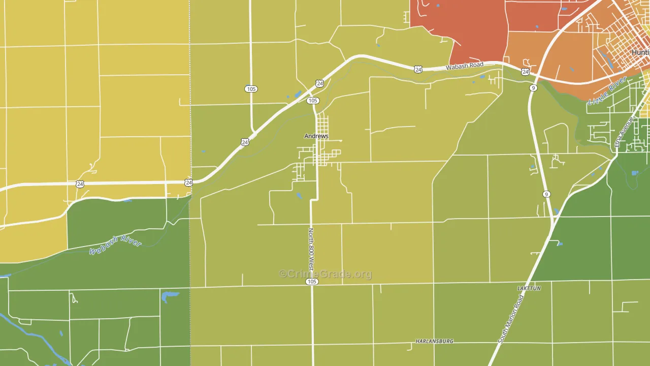 Andrews, IN Map of Drug-Related Crime Rates