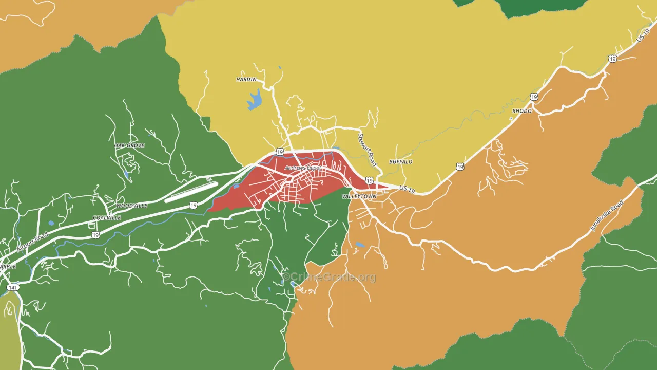 Andrews, NC Map of Drug-Related Crime Rates