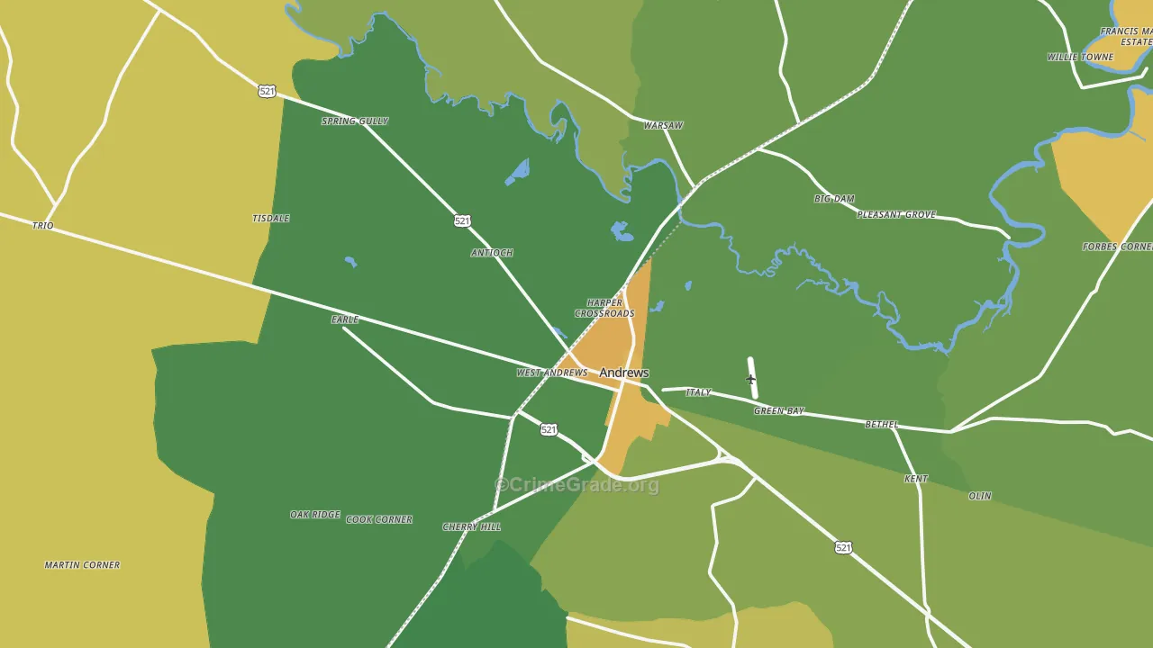 Andrews, SC Map of Drug-Related Crime Rates
