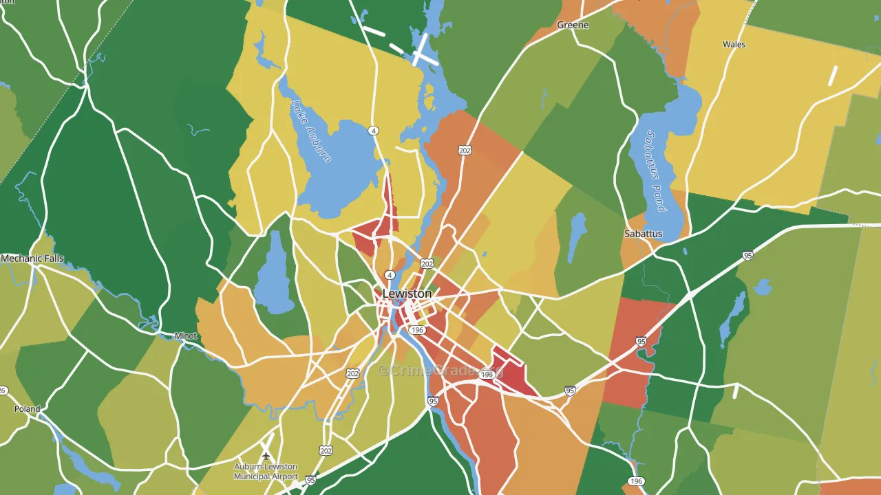 Androscoggin County, ME Map of Drug-Related Crime Rates