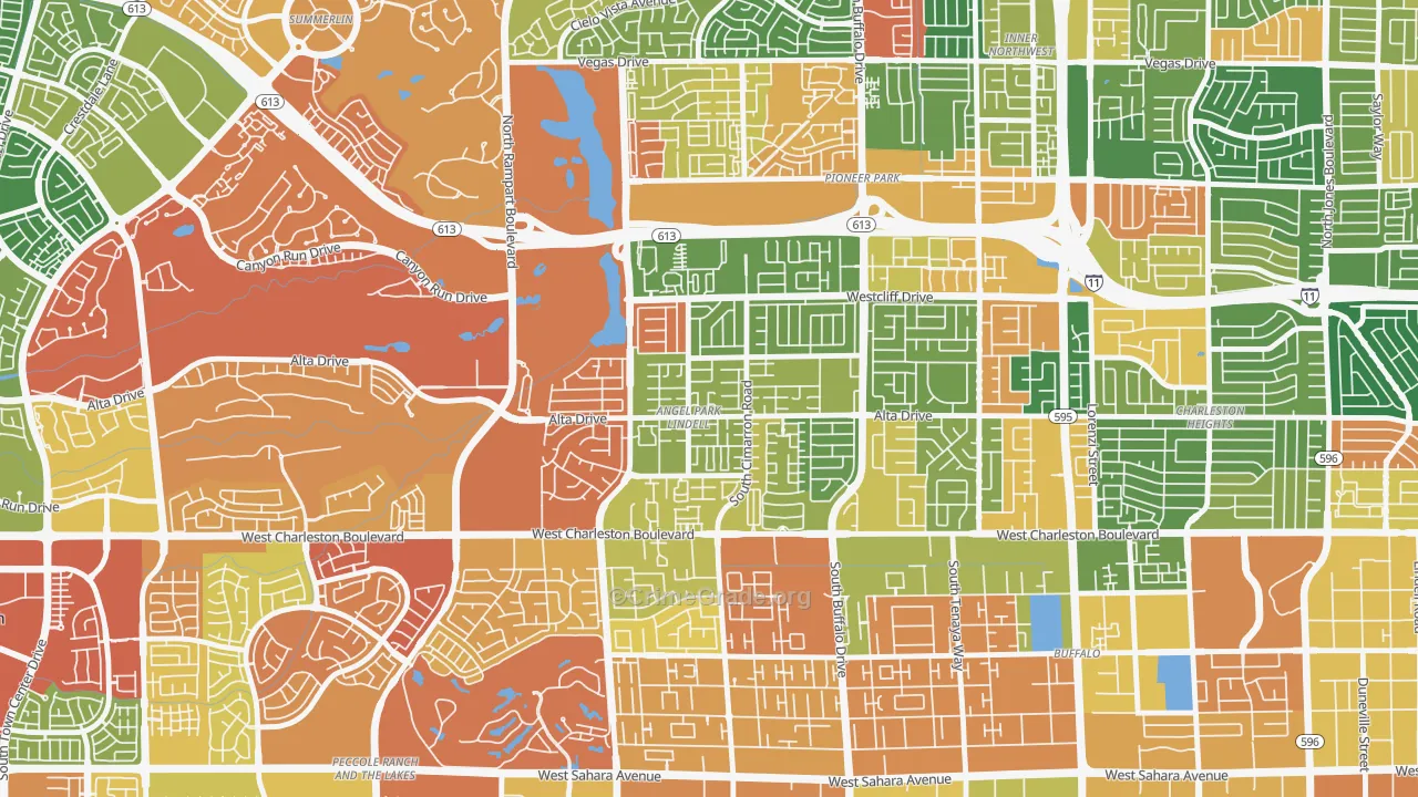 Angel Park Lindell, Las Vegas, NV Map of Drug-Related Crime Rates