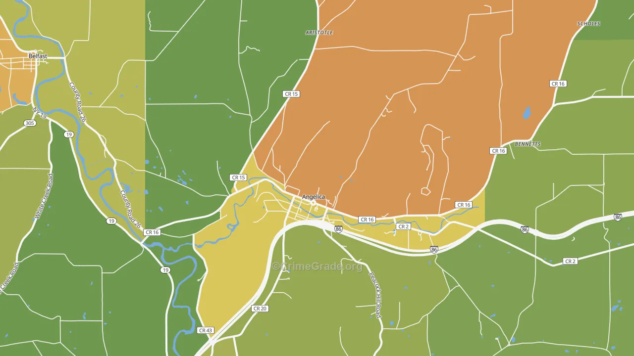 Angelica, NY Map of Drug-Related Crime Rates