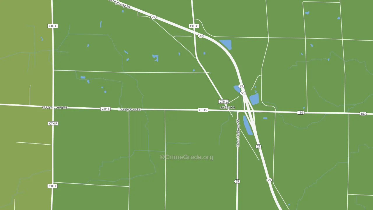 Angelica, WI Map of Drug-Related Crime Rates