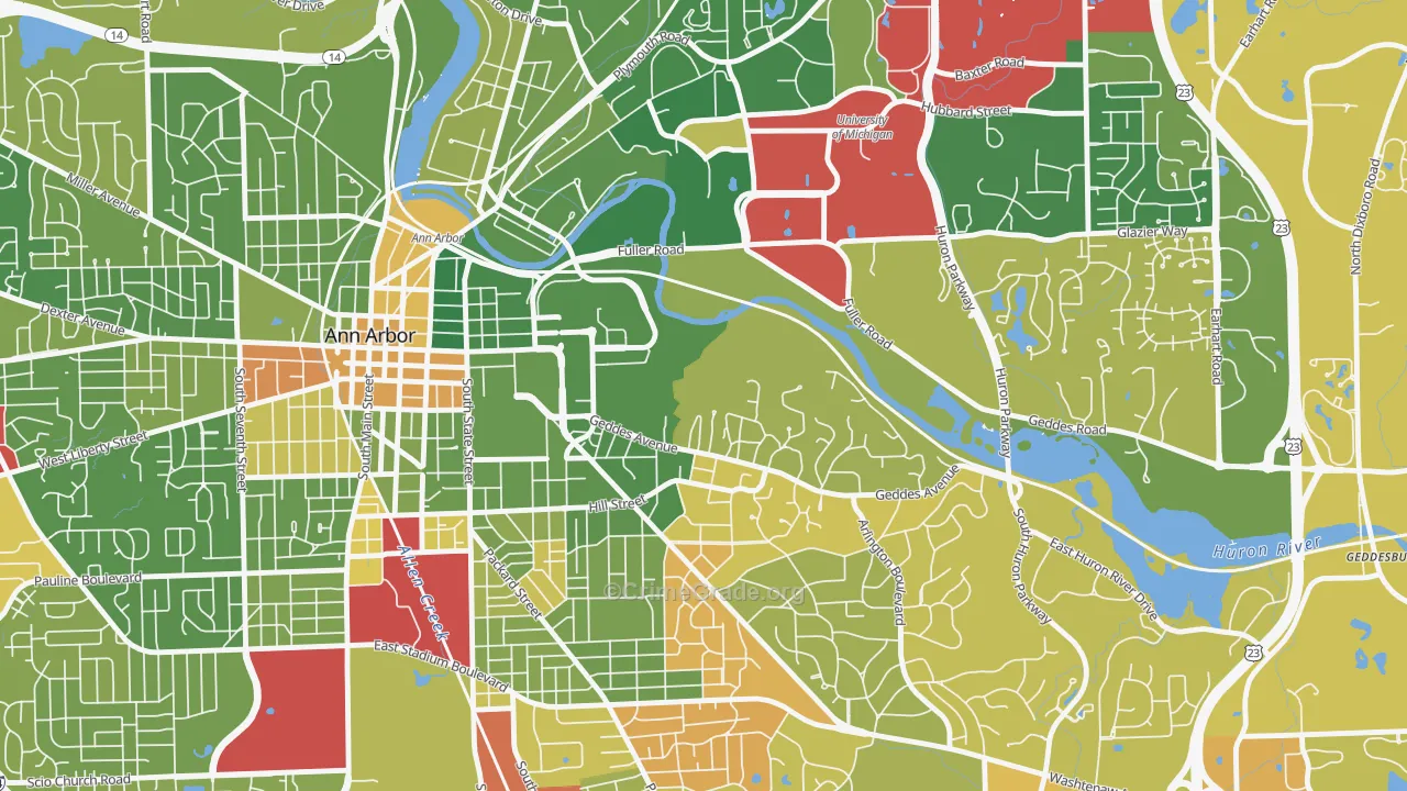 Angells, Ann Arbor, MI Map of Drug-Related Crime Rates