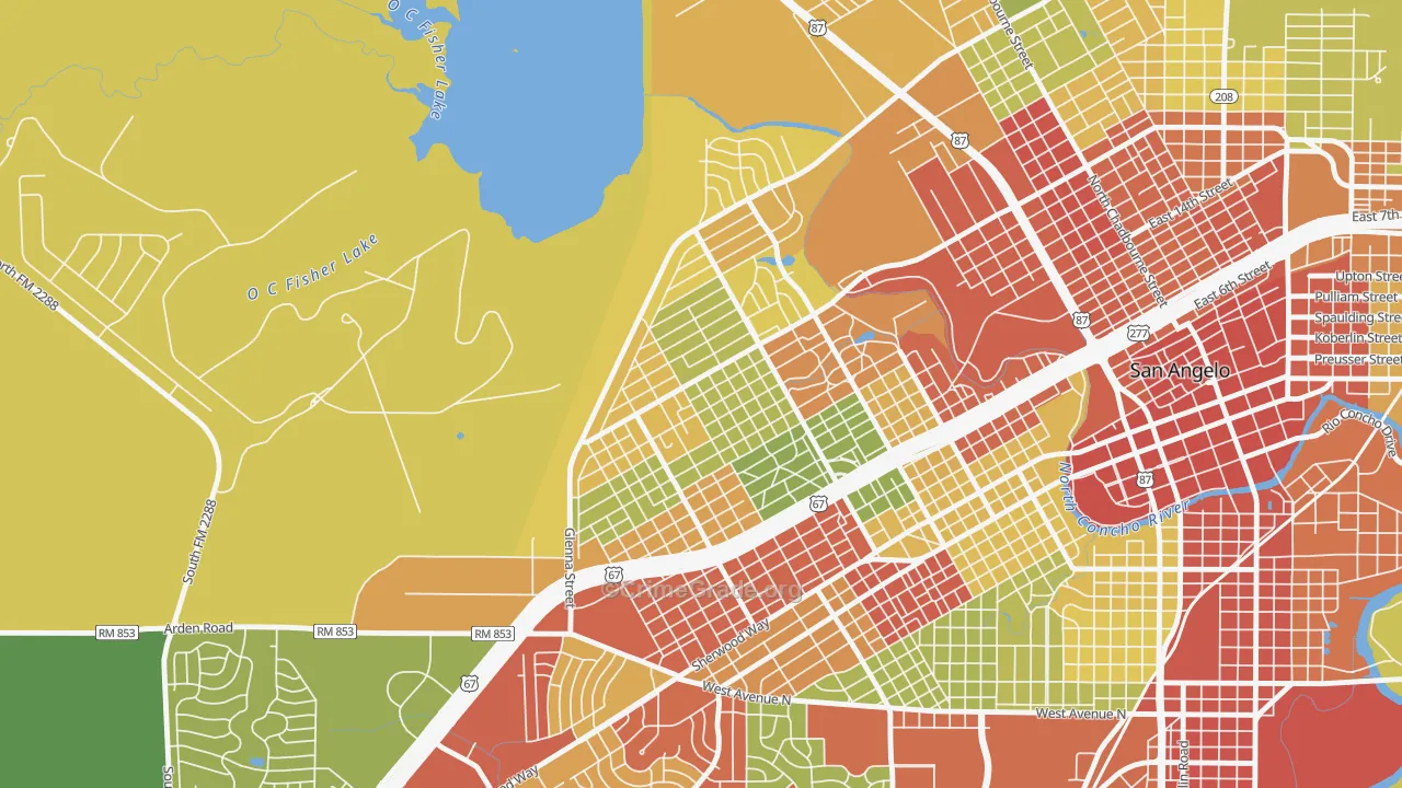 Angelo Heights, San Angelo, TX Map of Drug-Related Crime Rates