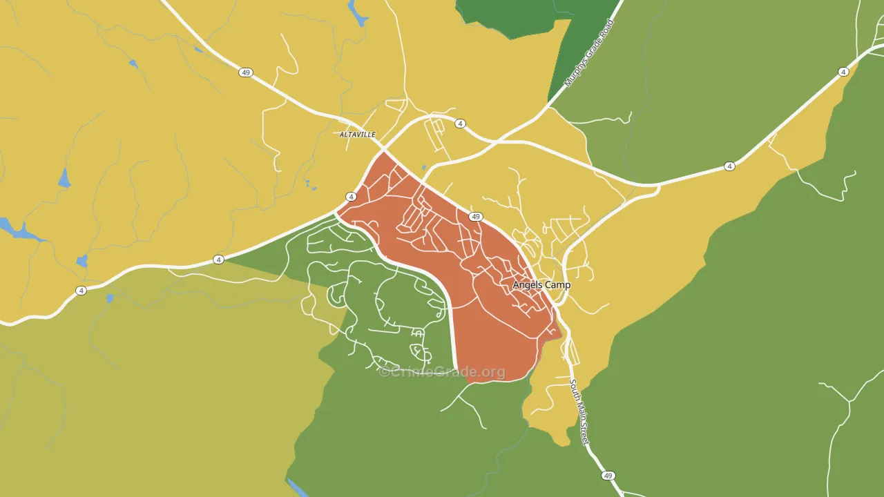 Angels, CA Map of Drug-Related Crime Rates