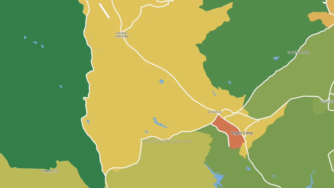 Angels Camp, CA Map of Drug-Related Crime Rates