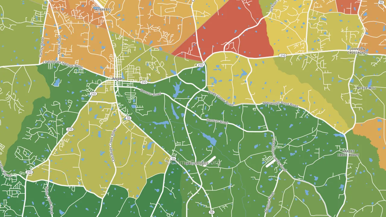 Angier, NC Map of Drug-Related Crime Rates