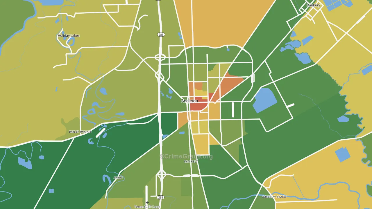 Angleton, TX Map of Drug-Related Crime Rates