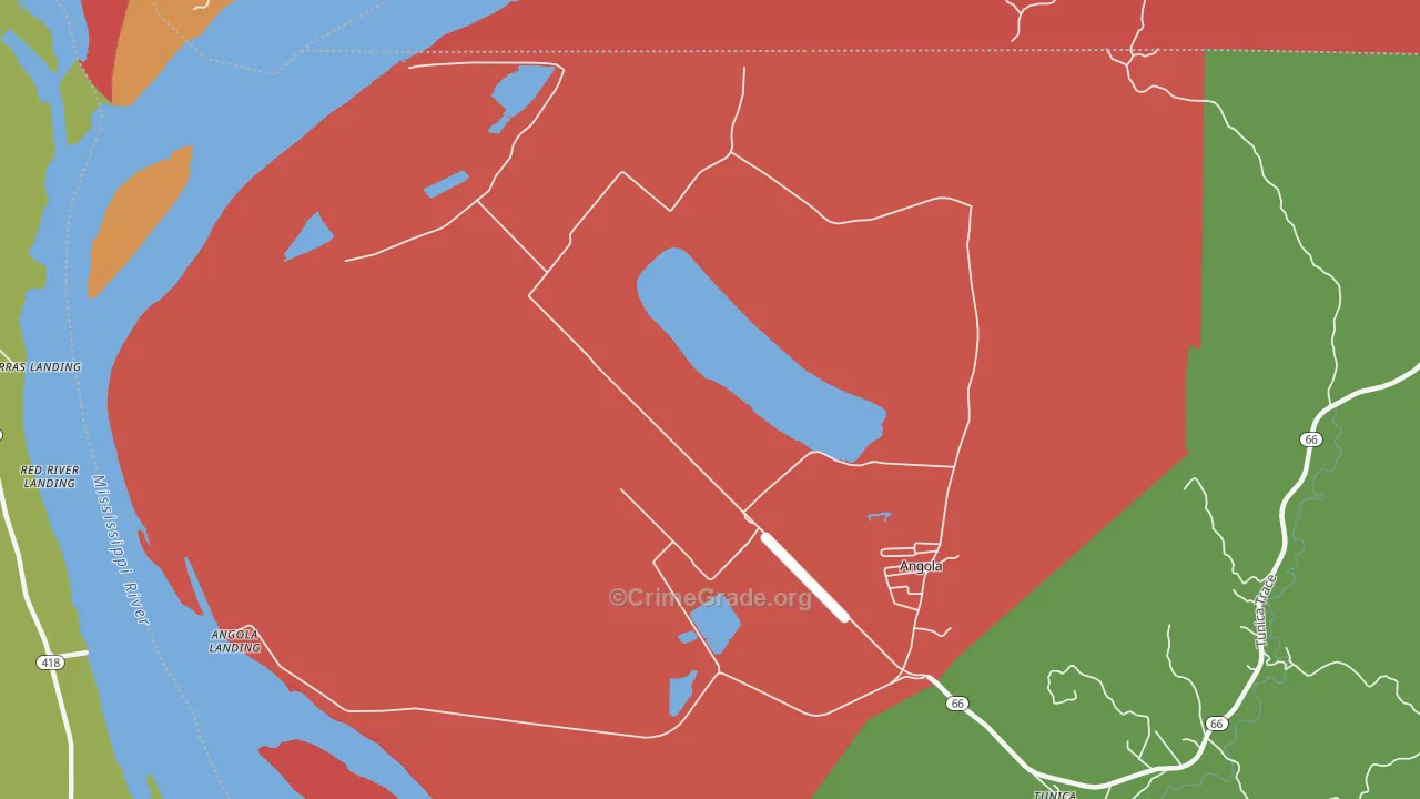 Angola, LA Map of Drug-Related Crime Rates