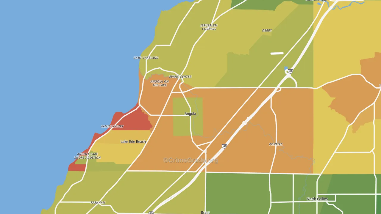 Angola, NY Map of Drug-Related Crime Rates