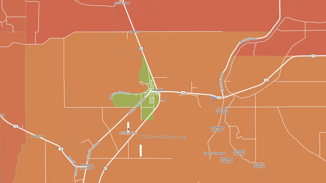 Anguilla, MS Map of Drug-Related Crime Rates