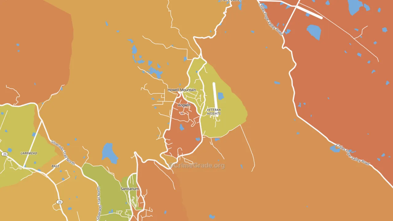 Angwin, CA Map of Drug-Related Crime Rates