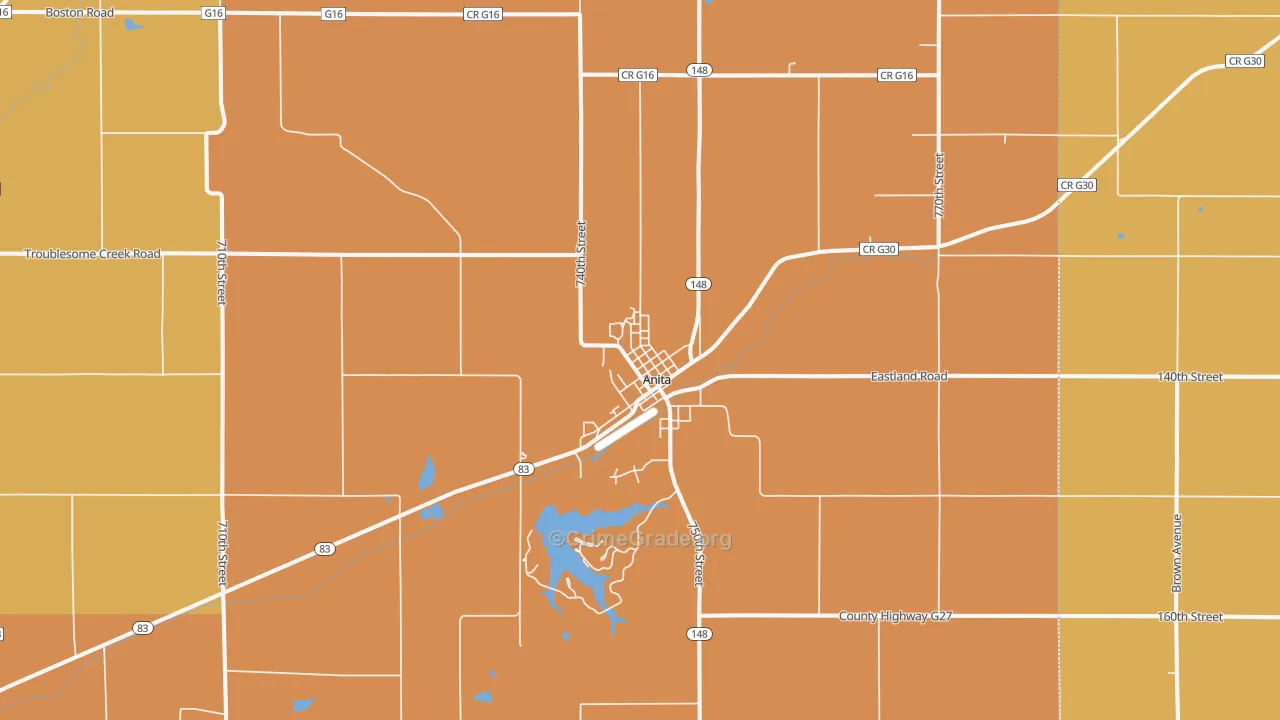 Anita, IA Map of Drug-Related Crime Rates