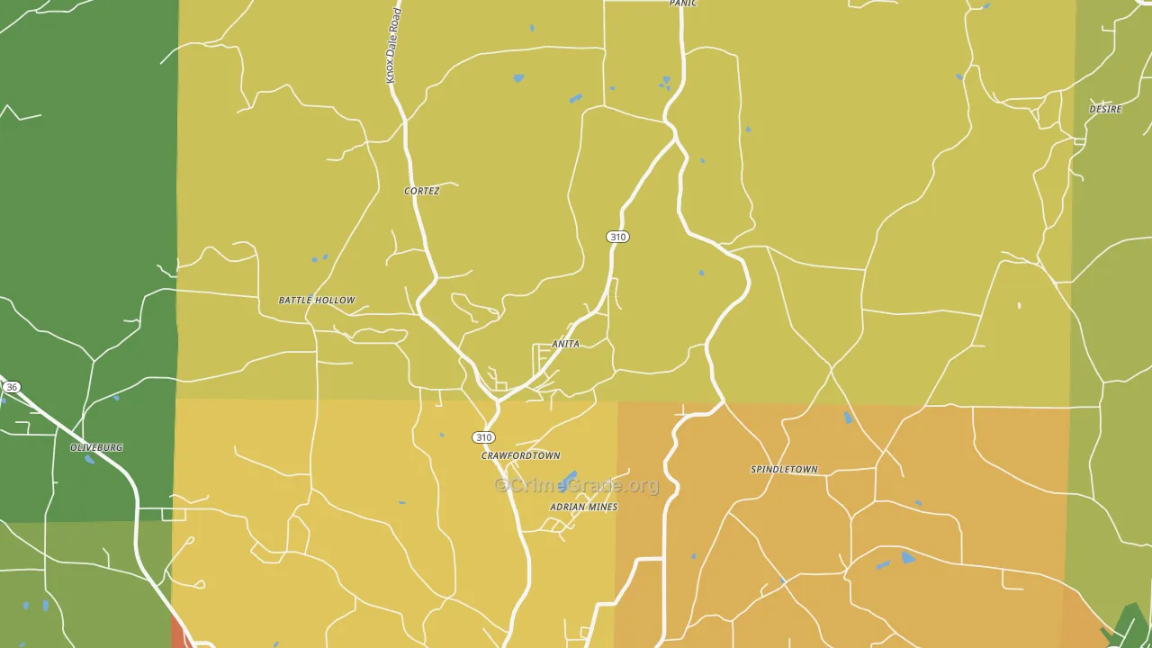 Anita, PA Map of Drug-Related Crime Rates