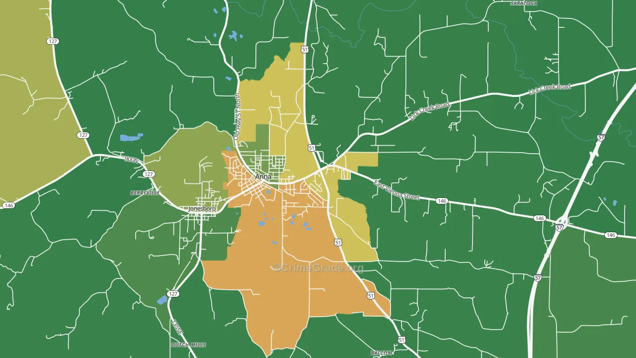 Anna, IL Map of Drug-Related Crime Rates