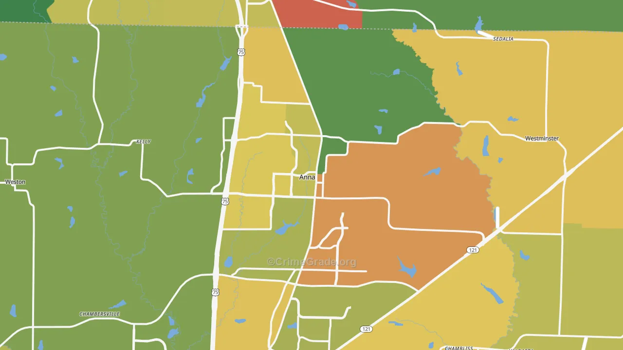 Anna, TX Map of Drug-Related Crime Rates