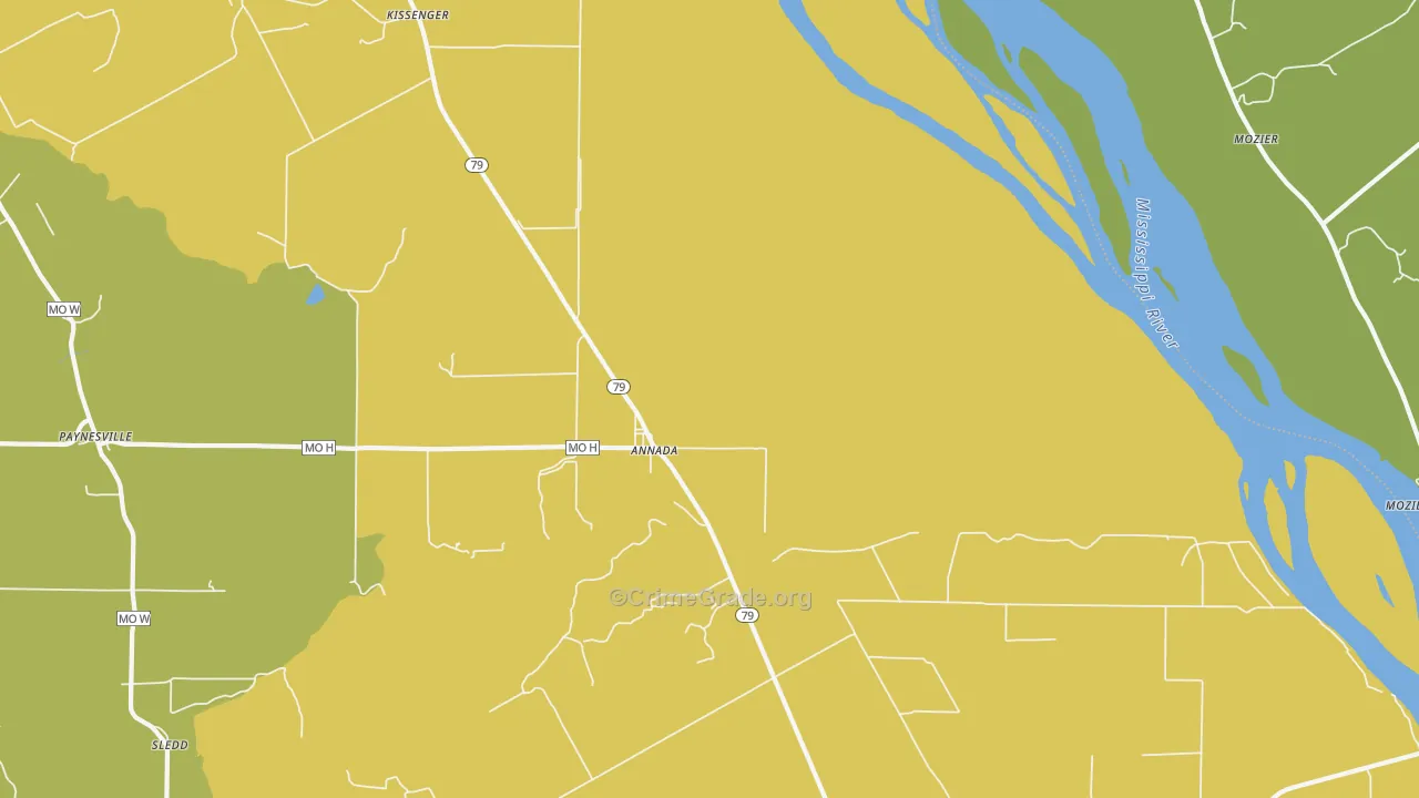 Annada, MO Map of Drug-Related Crime Rates
