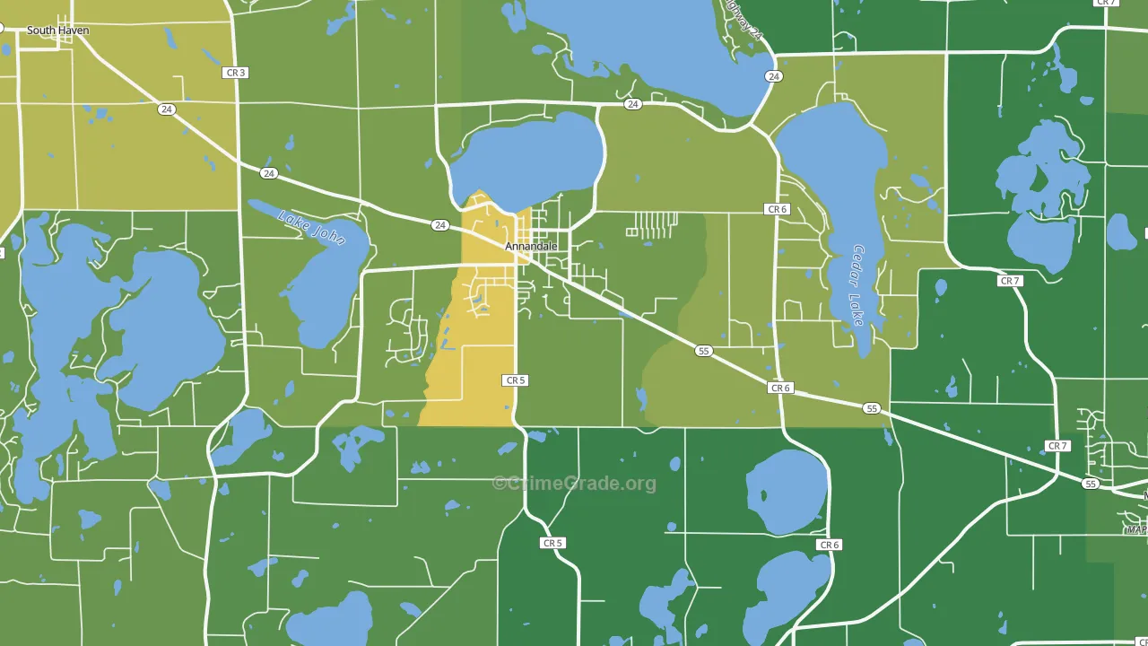 Annandale, MN Map of Drug-Related Crime Rates